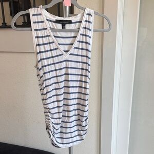 White House Black Market Navy Striped Tank Top